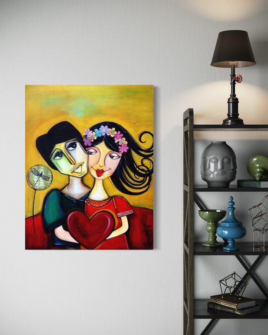 Couple in Love - Romantic Geometric Art Print