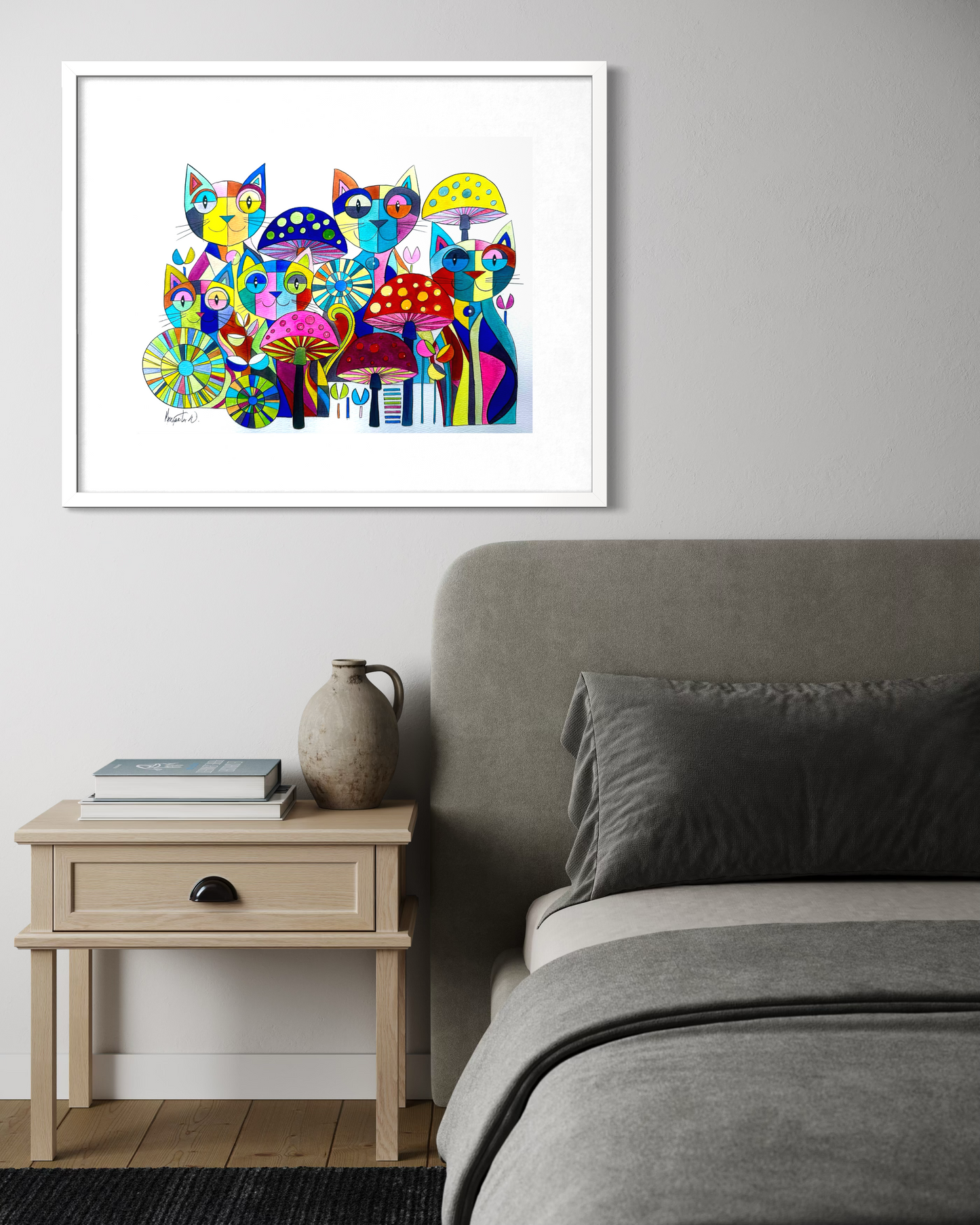 Colorful Cats - Vibrant Geometric Animal Art Print