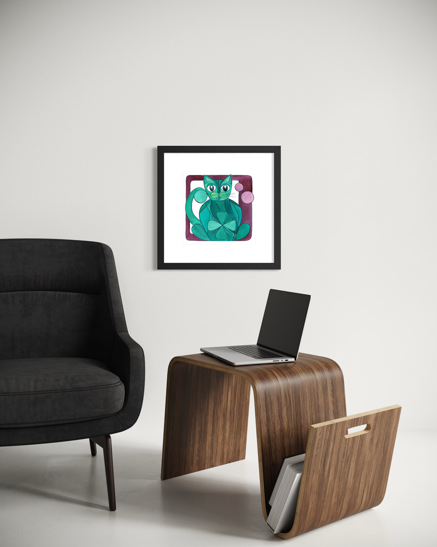 Peace Cat - Geometric Animal Art Print