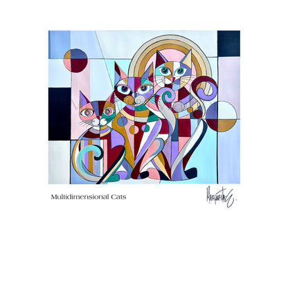 Multidimensional Cats – Geometric Cat Art Print