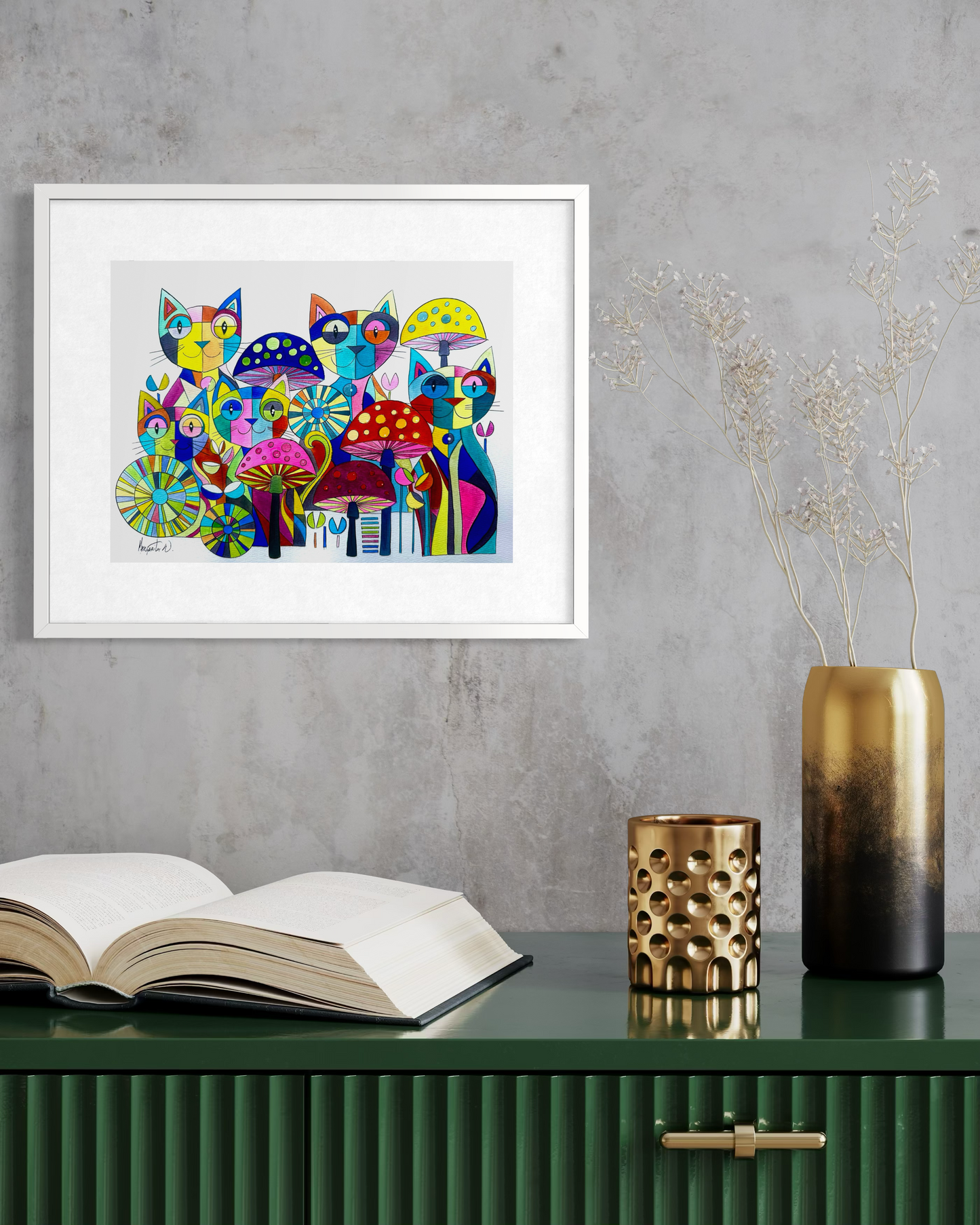 Colorful Cats - Vibrant Geometric Animal Art Print
