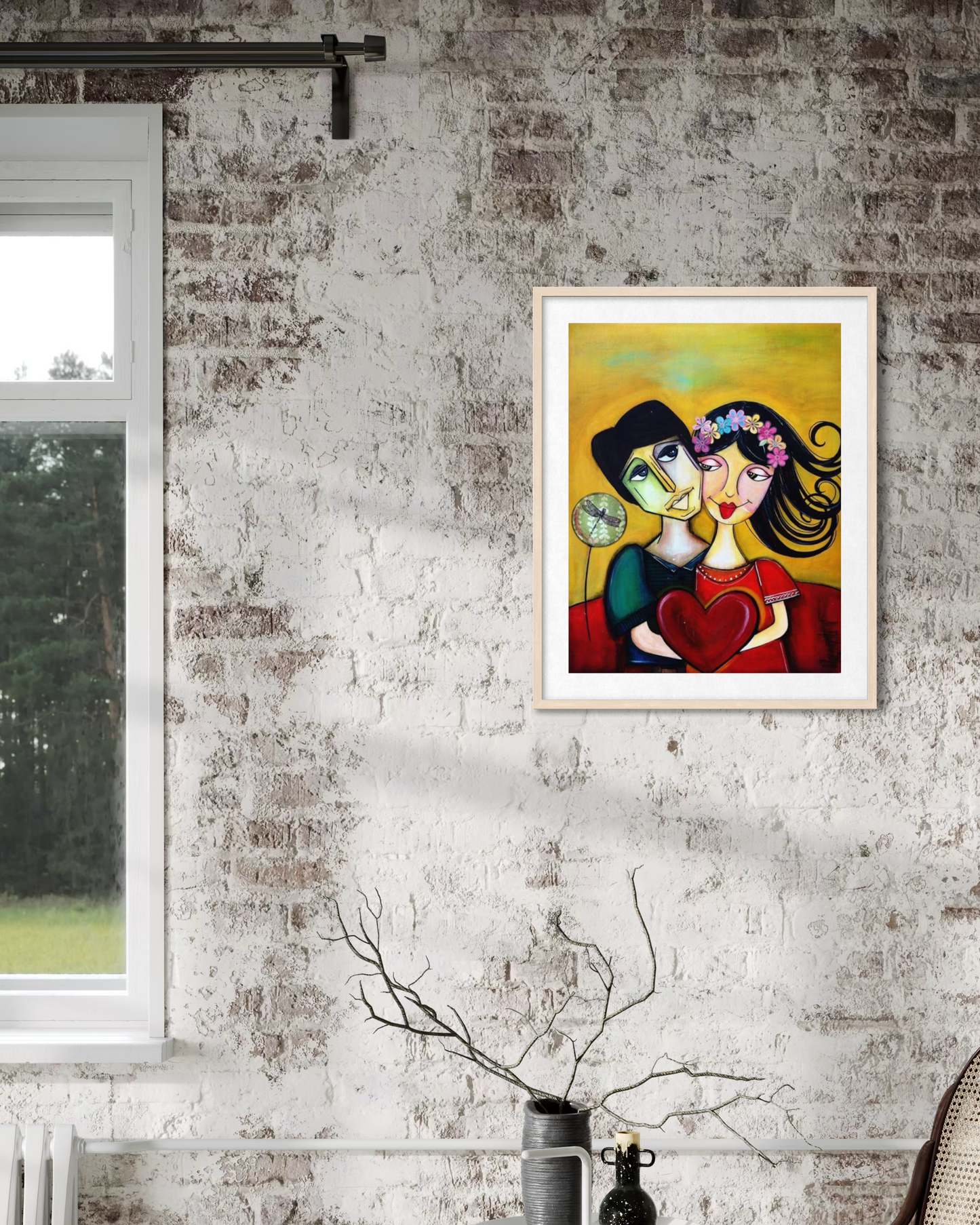 Couple in Love - Romantic Geometric Art Print
