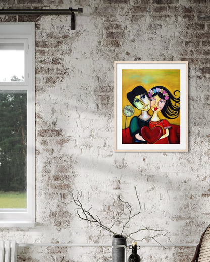 Couple in Love - Romantic Geometric Art Print