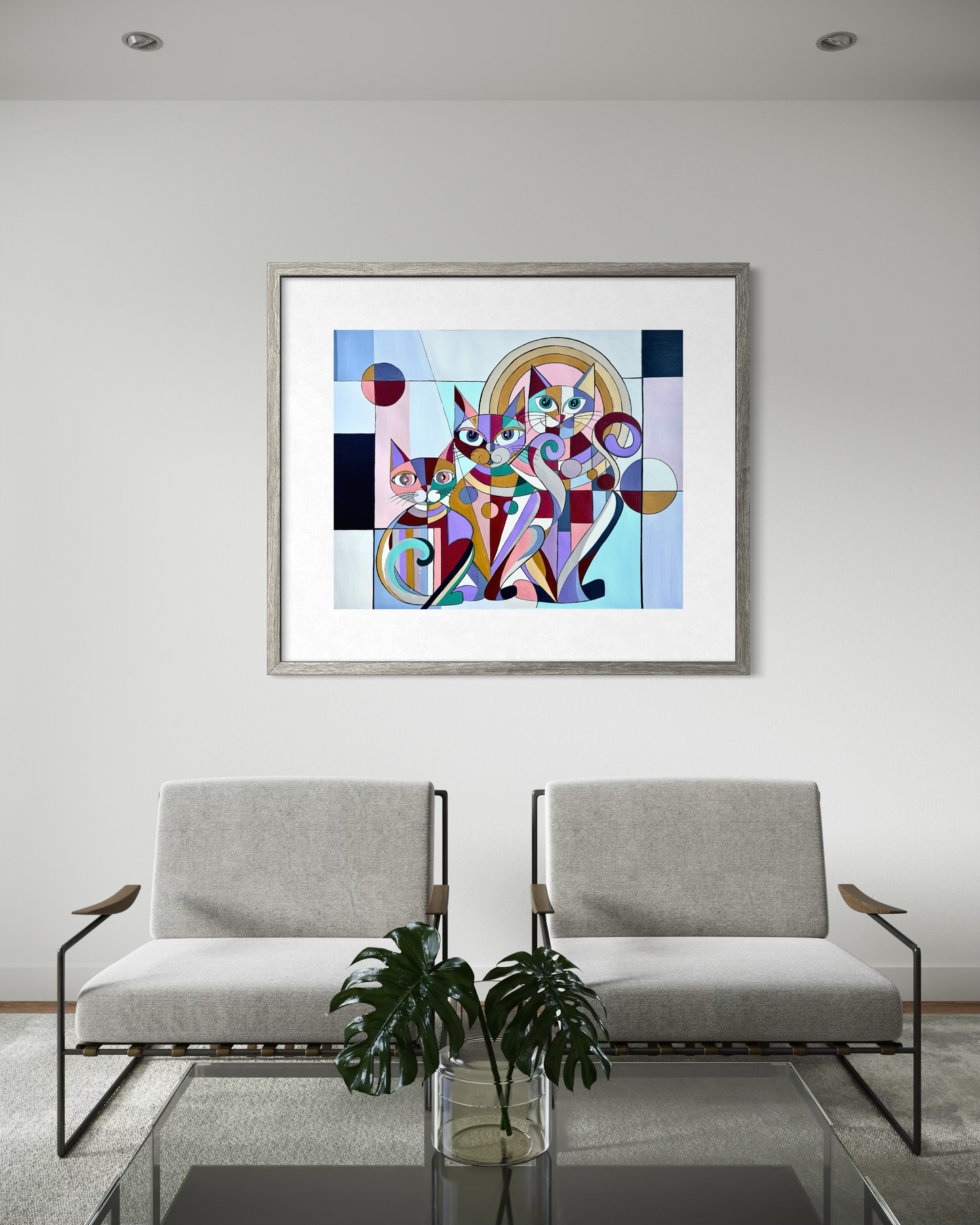 Multidimensional Cats – Geometric Cat Art Print