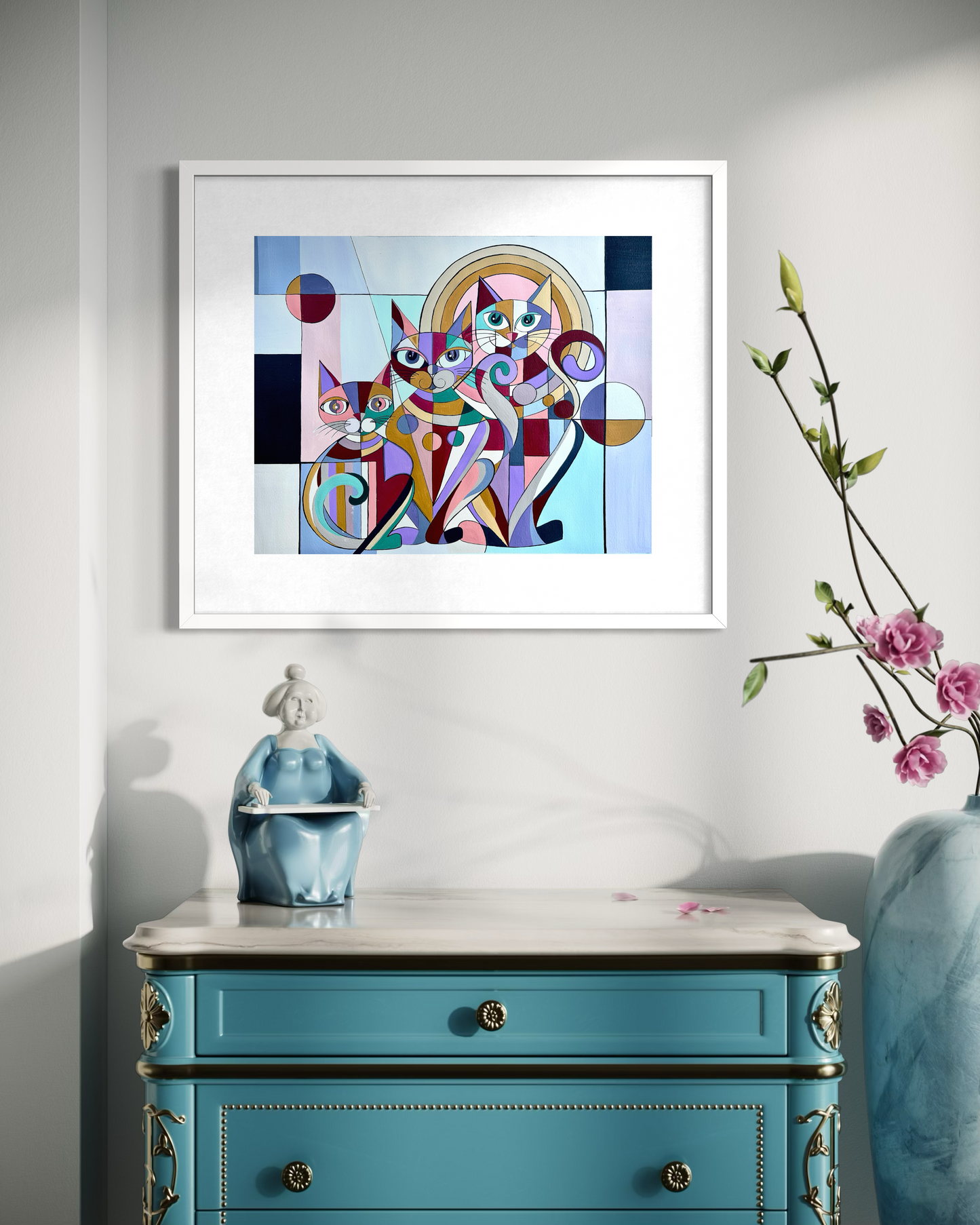 Multidimensional Cats – Geometric Cat Art Print