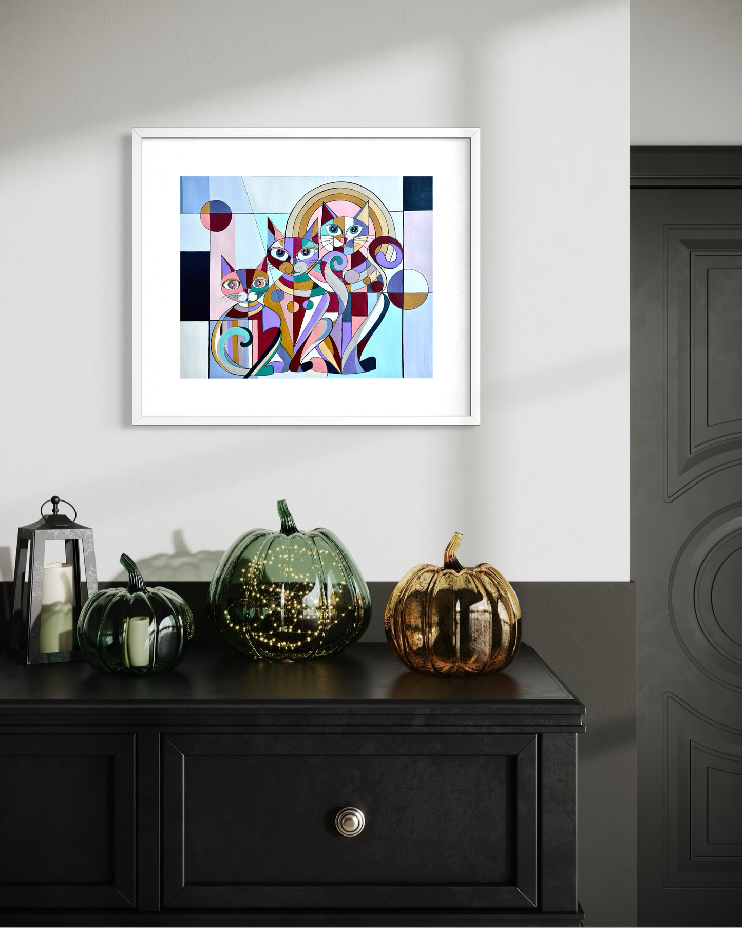 Multidimensional Cats – Geometric Cat Art Print