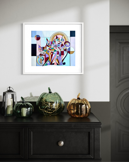 Multidimensional Cats – Geometric Cat Art Print