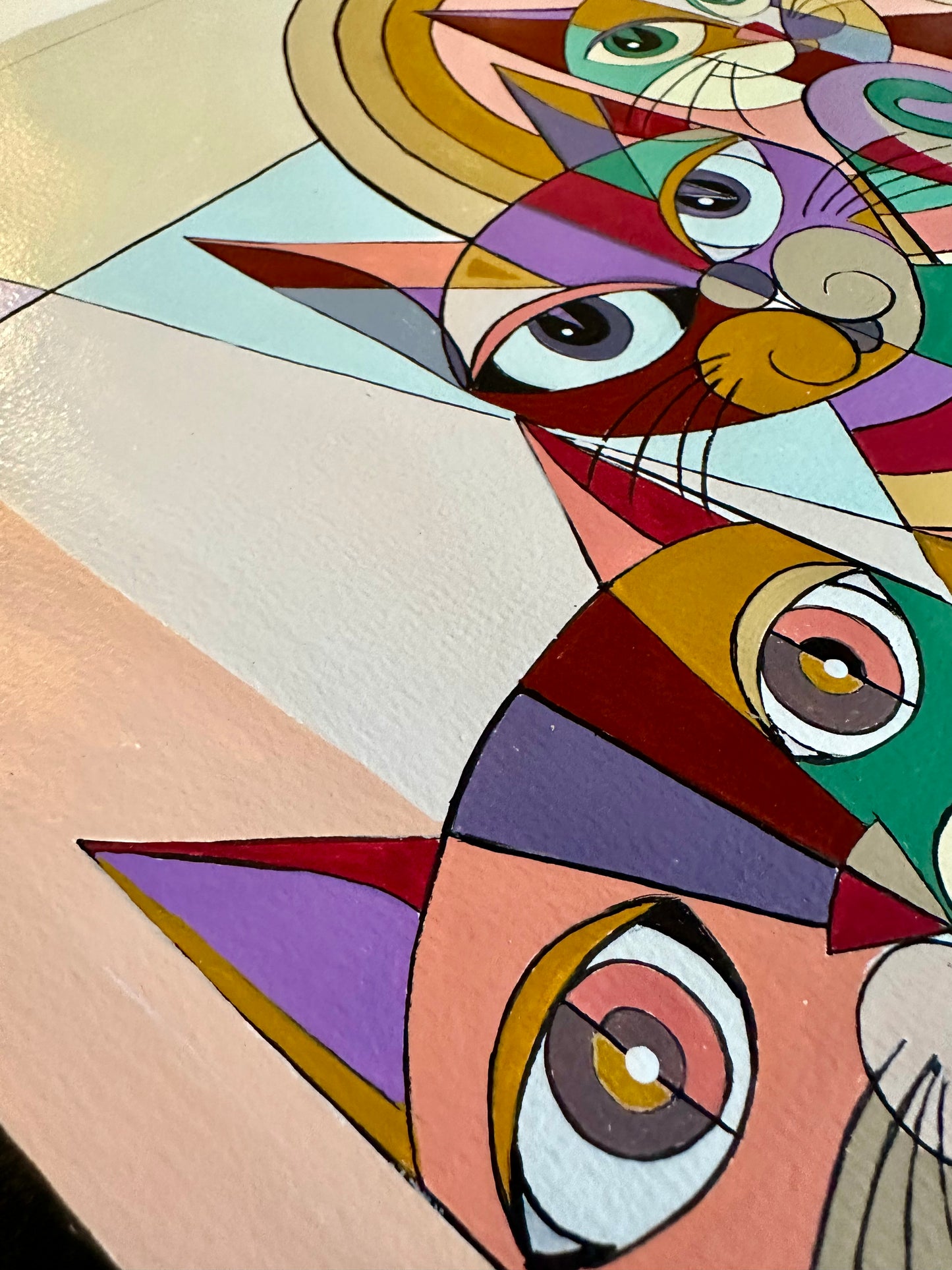 Gatos Multidimensionales - Pintura Original en Acrílico