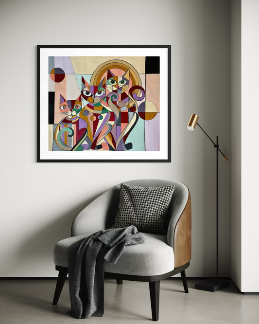 Gatos Multidimensionales - Pintura Original en Acrílico